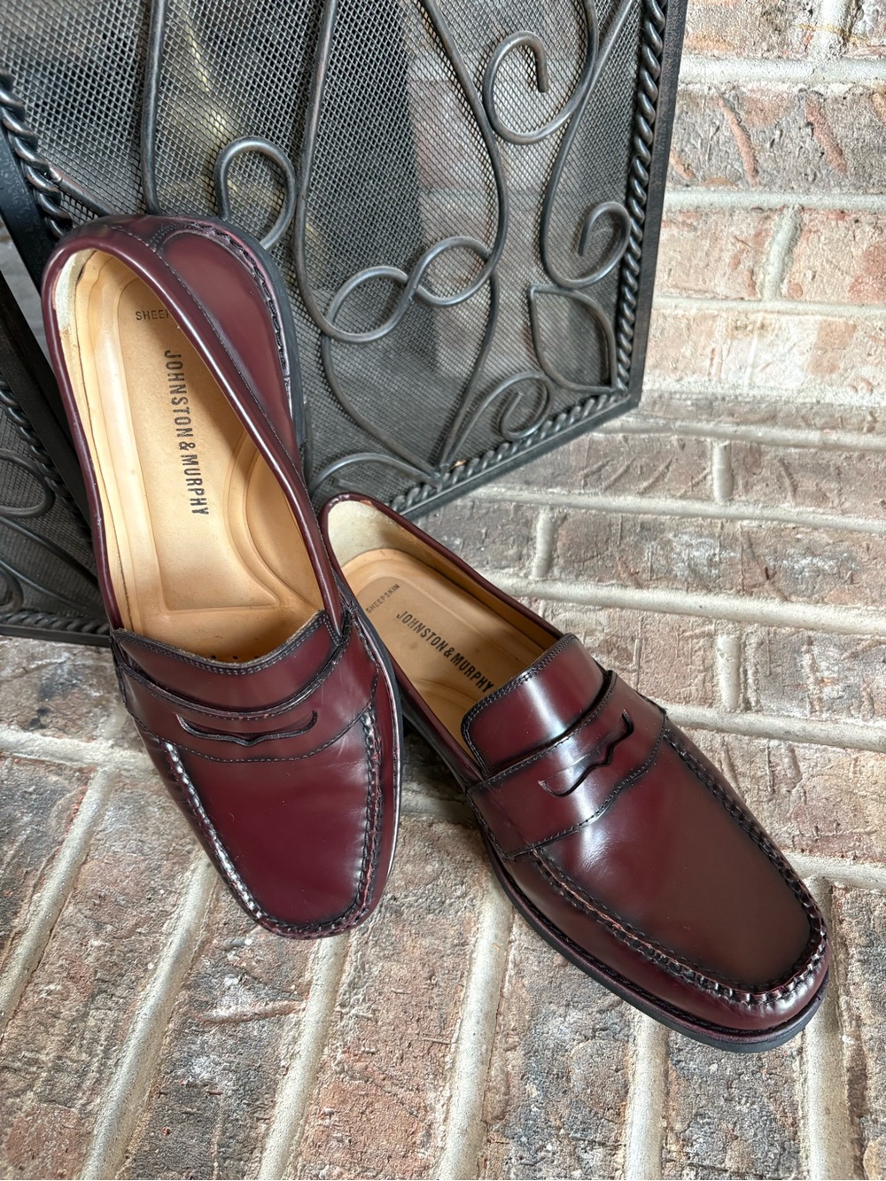 Johnston & Murphy Burgundy Leather Penny Loafers